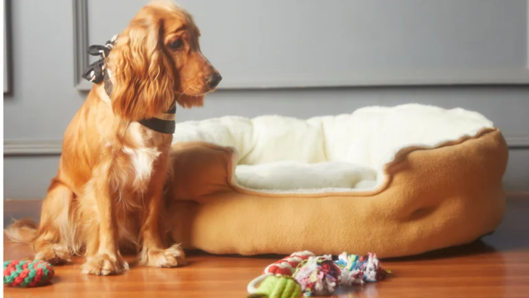狗狗在家中咬繩結玩具，適當玩耍時間有助於身心健康