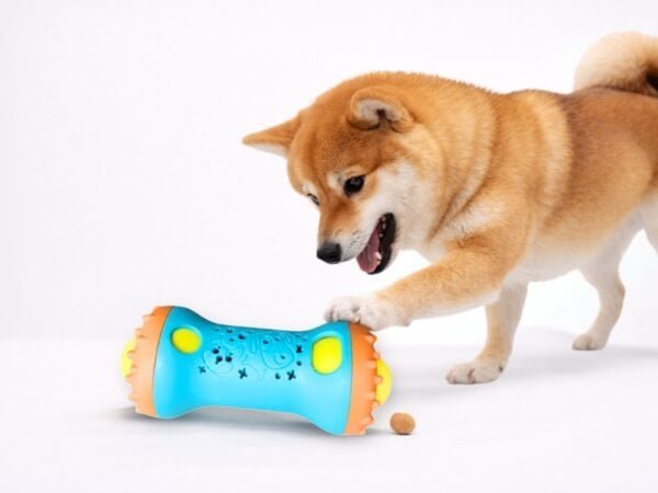 滾滾啞鈴|漏食互動示範 - 改善狗狗進食速度 (Bitemao) 柴犬撥動滾滾啞鈴取得零食,展示狗狗漏食玩具的物理滾動與互動慢食過程。